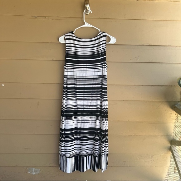 Chicos Sleeveless Maxi Dress Black White Stripes Stretch Womens SZ Medium - Picture 5 of 5